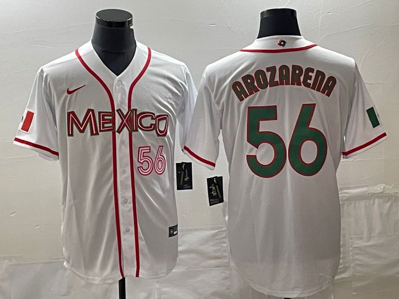 Men 2023 World Cub Mexico #56 Arozarena White green Nike MLB Jersey 8